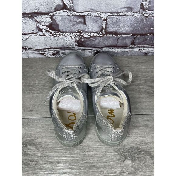 Sam Edelman Ethyl Silver Leather Casual Lace Up Sneakers Women Sz 4M US/36EU - Picture 6 of 16